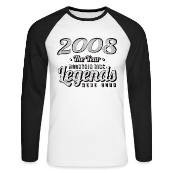VTT-Mountainbiker 2008 Vintage Anniversaire VTT - T-shirt baseball manches longues Homme - blanc/noir - Devant - Nik (191cm)