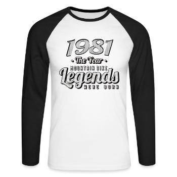 VTT-Mountainbiker 1981 Naissance Anniversaire VTT - T-shirt baseball manches longues Homme - blanc/noir - Devant - Nik (191cm)