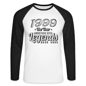 VTT-Mountainbiker 1999 Naissance Anniversaire VTT - T-shirt baseball manches longues Homme - blanc/noir - Devant - Nik (191cm)