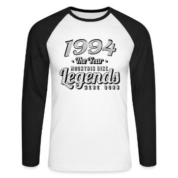 VTT-Mountainbiker 1994 Naissance Anniversaire VTT - T-shirt baseball manches longues Homme - blanc/noir - Devant - Nik (191cm)