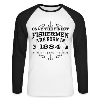 Angler born 1984 birthday - Unisex Long Sleeve Baseball T-Shirt - white/black - Front - Nik (191cm)