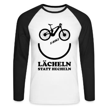 MTB Mountainbike Cyclocross Gravel-Bike - Unisex Baseballshirt langarm - Weiß/Schwarz - Vorne - Nik (191cm)