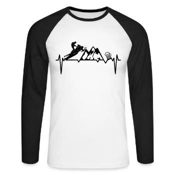 Snowmobiler Snowmobile Beer Heartbeat - Unisex Long Sleeve Baseball T-Shirt - white/black - Front - Nik (191cm)