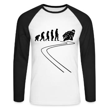 Motocycliste Moto Cyclomoteur Evolution Moto - T-shirt baseball manches longues Homme - blanc/noir - Devant - Nik (191cm)