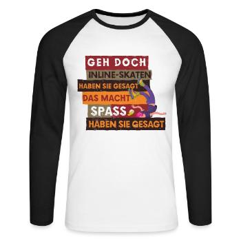 Inline-Skating Rollerskates Inline-Skater - Unisex Baseballshirt langarm - Weiß/Schwarz - Vorne - Nik (191cm)