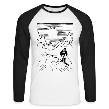 Ski Ski Ski Skis - T-shirt baseball manches longues Homme - blanc/noir - Devant - Nik (191cm)