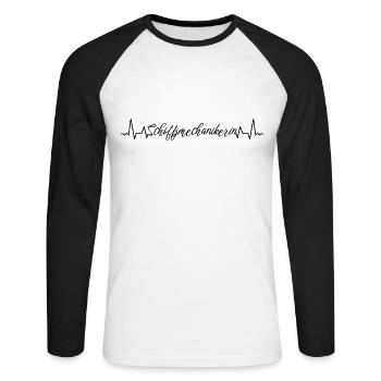 Motorenwärter Herzschlag Schiffsmechanikerin - Unisex Baseballshirt langarm - Weiß/Schwarz - Vorne - Nik (191cm)