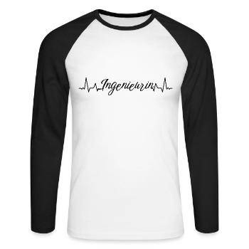 Ingenieur Herzschlag Ingenieurin - Unisex Baseballshirt langarm - Weiß/Schwarz - Vorne - Nik (191cm)