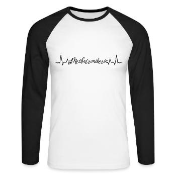Kfz-Mechaniker Herzschlag KFZ-Mechatronikerin - Unisex Baseballshirt langarm - Weiß/Schwarz - Vorne - Nik (191cm)