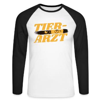 Veterinär Geburtstag Tiermediziner Studenten - Unisex Baseballshirt langarm - Weiß/Schwarz - Vorne - Nik (191cm)