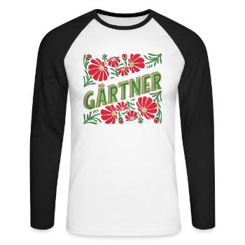 Gärtner Ausbildung Gesellen Auszubildende Hobby - Unisex Baseballshirt langarm - Weiß/Schwarz - Vorne - Nik (191cm)