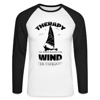 Plage Voile Windracer Land Sailers Land Sailors - T-shirt baseball manches longues Homme - blanc/noir - Devant - Nik (191cm)