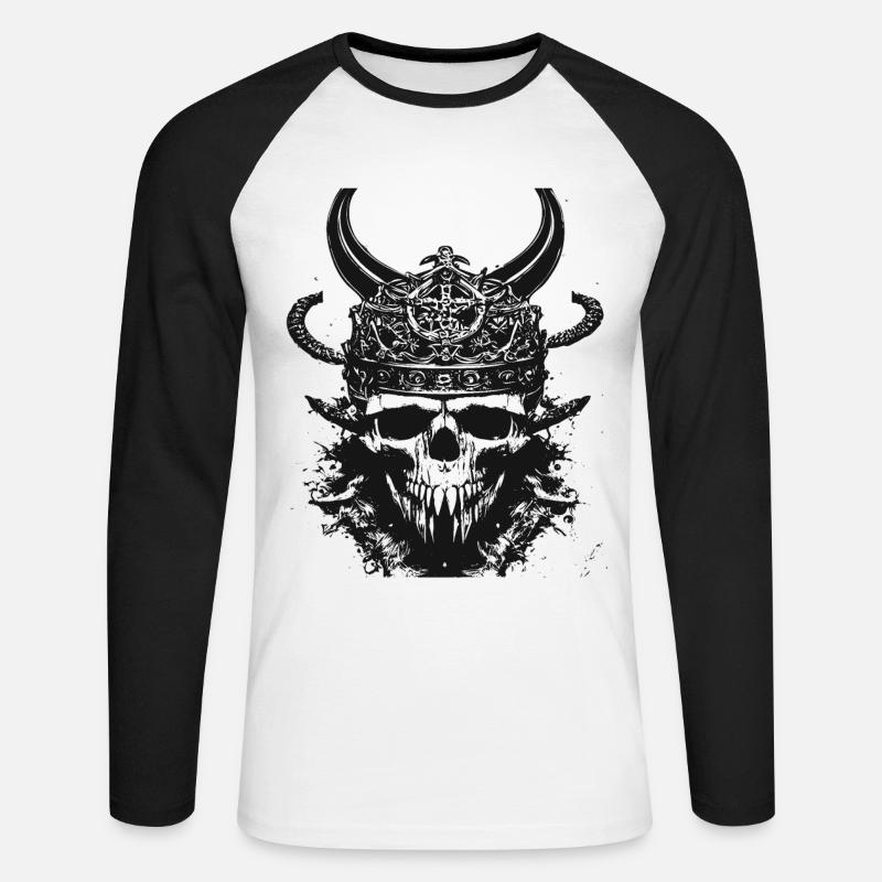 Wikinger Schädel Valhalla Viking - Unisex Baseballshirt langarm - Weiß/Schwarz