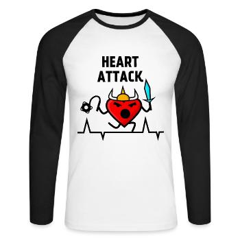 Crise cardiaque, cœur barbare viking, fréquence - T-shirt baseball manches longues Homme - blanc/noir - Devant - Nik (191cm)