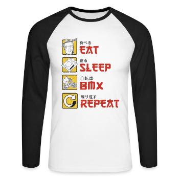 BMX Cycliste BMX Vélo BMX Rampe BMX BMX Vélo - T-shirt baseball manches longues Homme - blanc/noir - Devant - Nik (191cm)