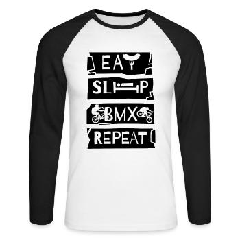 BMX Cycliste BMX Vélo BMX Rampe BMX BMX - T-shirt baseball manches longues Homme - blanc/noir - Devant - Nik (191cm)