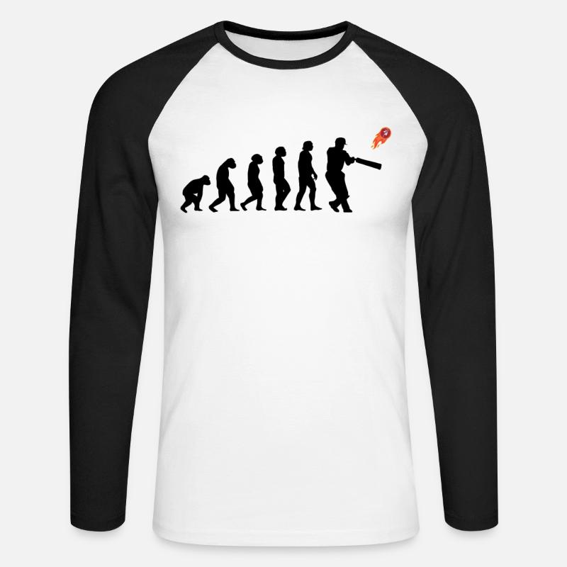 Kricketspieler Cricket-game Evolution - Unisex Baseballshirt langarm - Weiß/Schwarz