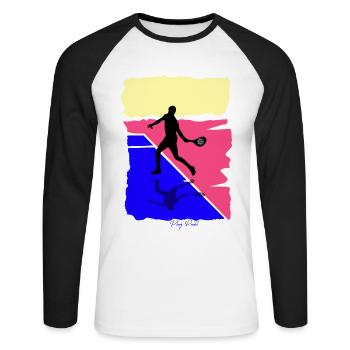 Padel Geschenk für Padel Spieler - Unisex Baseballshirt langarm - Weiß/Schwarz - Vorne - Nik (191cm)