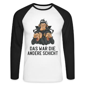 Lustige Sprüche Arbeitskollegen Das war die andere - Unisex Baseballshirt langarm - Weiß/Schwarz - Vorne - Nik (191cm)