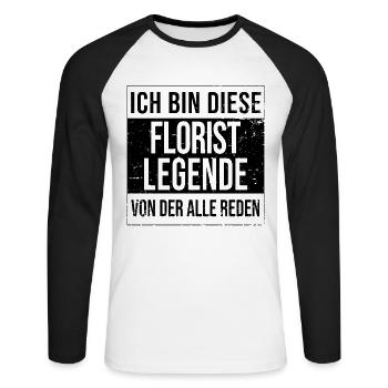 Floristik Geburtstag geboren Legende Florist - Unisex Baseballshirt langarm - Weiß/Schwarz - Vorne - Nik (191cm)