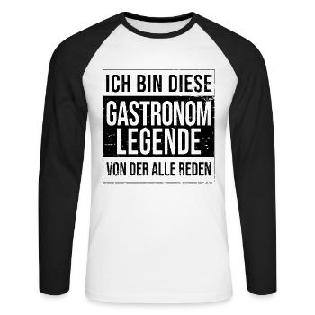 Restaurant Wirt Koch Geburtstag geboren Legende - Unisex Baseballshirt langarm - Weiß/Schwarz - Vorne - Nik (191cm)