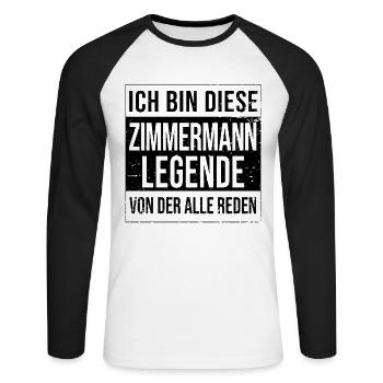 Zimmerer Geburtstag geboren Legende Zimmermann - Unisex Baseballshirt langarm - Weiß/Schwarz - Vorne - Nik (191cm)