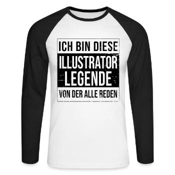 Designer Geburtstag geboren Legende Illustrator - Unisex Baseballshirt langarm - Weiß/Schwarz - Vorne - Nik (191cm)