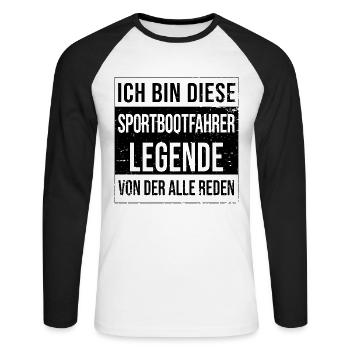 Sportboote Yachting geborene Legende - Unisex Baseballshirt langarm - Weiß/Schwarz - Vorne - Nik (191cm)