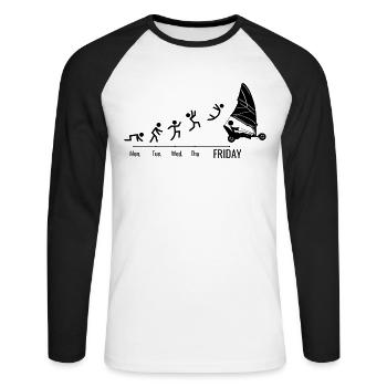 Voile de plage Windracer Week-end Marins à terre - T-shirt baseball manches longues Homme - blanc/noir - Devant - Nik (191cm)