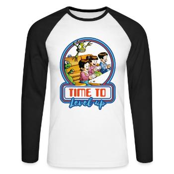 Gamer PC games gaming Konsolen zocken retro - Unisex Baseballshirt langarm - Weiß/Schwarz - Vorne - Nik (191cm)