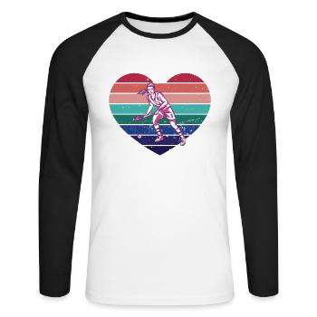 Field hockey player Hockey indoor hockey heartbeat - Unisex Long Sleeve Baseball T-Shirt - white/black - Front - Nik (191cm)