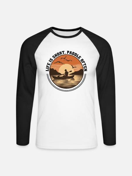 Kanu Canadier-Canoe Kajak Paddle-Life - Unisex Baseballshirt langarm - Weiß/Schwarz