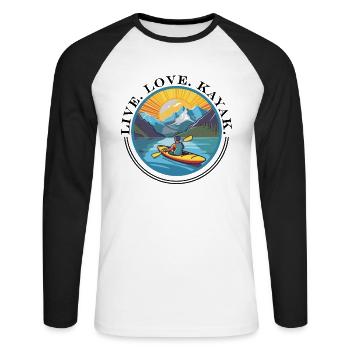 KAYAKS CANOE RAFTING BOAT Kayaking Adults-paddle - Unisex Long Sleeve Baseball T-Shirt - white/black - Front - Nik (191cm)