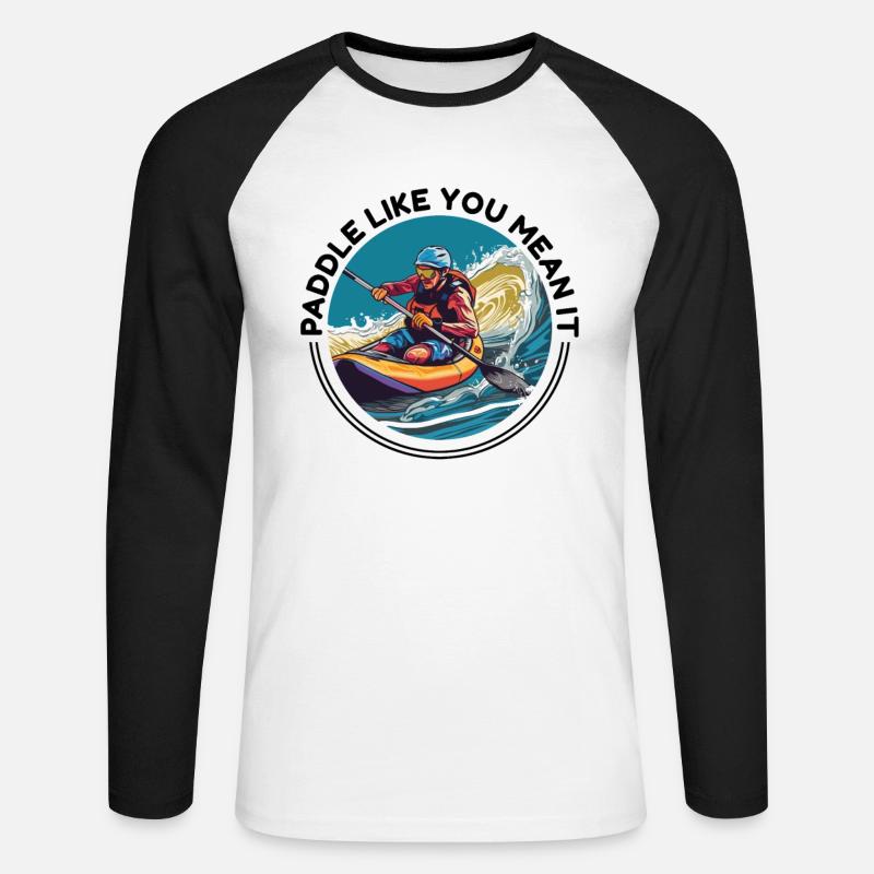 KAYAKS KANU RAFTING-BOOT Kayaking - Unisex Baseballshirt langarm - Weiß/Schwarz