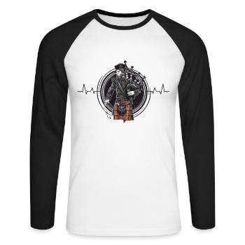 Bagpiper Scottish bagpipe heartbeat - Unisex Long Sleeve Baseball T-Shirt - white/black - Front - Nik (191cm)