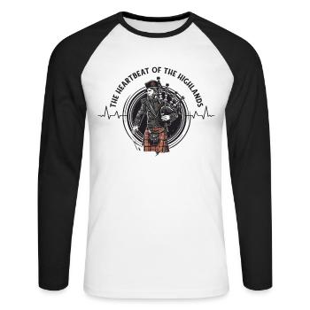 Bagpiper Scottish bagpipe heartbeat - Unisex Long Sleeve Baseball T-Shirt - white/black - Front - Nik (191cm)