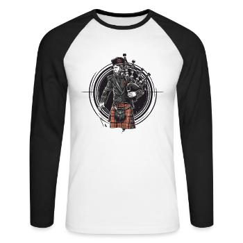 Bagpiper, Scottish bagpipe instrument - Unisex Long Sleeve Baseball T-Shirt - white/black - Front - Nik (191cm)