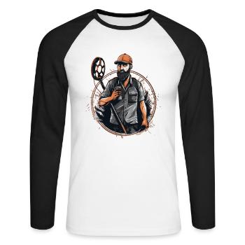 Détecteurs Sondler Sondeln Funny Coffee - T-shirt baseball manches longues Homme - blanc/noir - Devant - Nik (191cm)