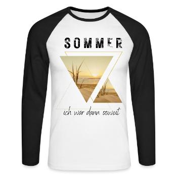 SOMMER ich bin dann soweit - HELLO SUMMER - Unisex Baseballshirt langarm - Weiß/Schwarz - Vorne - Nik (191cm)