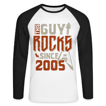 This guy has been rocking since 2005 vintage birthday - Unisex Long Sleeve Baseball T-Shirt - white/black - Front - Nik (191cm)