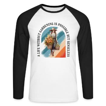 Gärtner Gartenpflanze Landschaftsgärtner Floristin - Unisex Baseballshirt langarm - Weiß/Schwarz - Vorne - Nik (191cm)