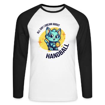 Joueur de handball Handball Handball Handball Cats - T-shirt baseball manches longues Homme - blanc/noir - Devant - Nik (191cm)
