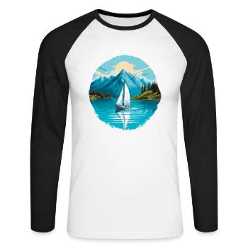 Sailboat Sailing Ship Sailing Yacht Vintage Sailing - Unisex Long Sleeve Baseball T-Shirt - white/black - Front - Nik (191cm)