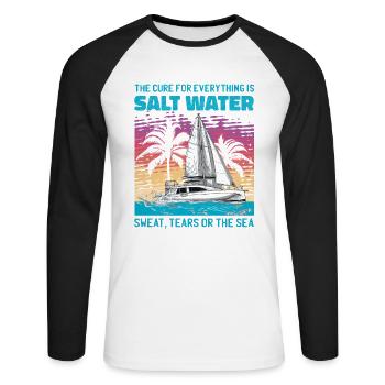 marin voilier voilier voilier voilier yacht - T-shirt baseball manches longues Homme - blanc/noir - Devant - Nik (191cm)