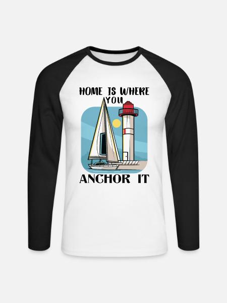 Segler Segelboot Zubehör Segelschiff - Unisex Baseballshirt langarm - Weiß/Schwarz