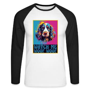 Dog breeds Dog lovers English - Unisex Long Sleeve Baseball T-Shirt - white/black - Front - Nik (191cm)