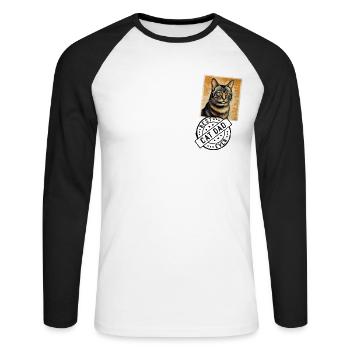 Chats, Papa, Chat, Timbre de chat, Papas de chat - T-shirt baseball manches longues Homme - blanc/noir - Devant - Nik (191cm)