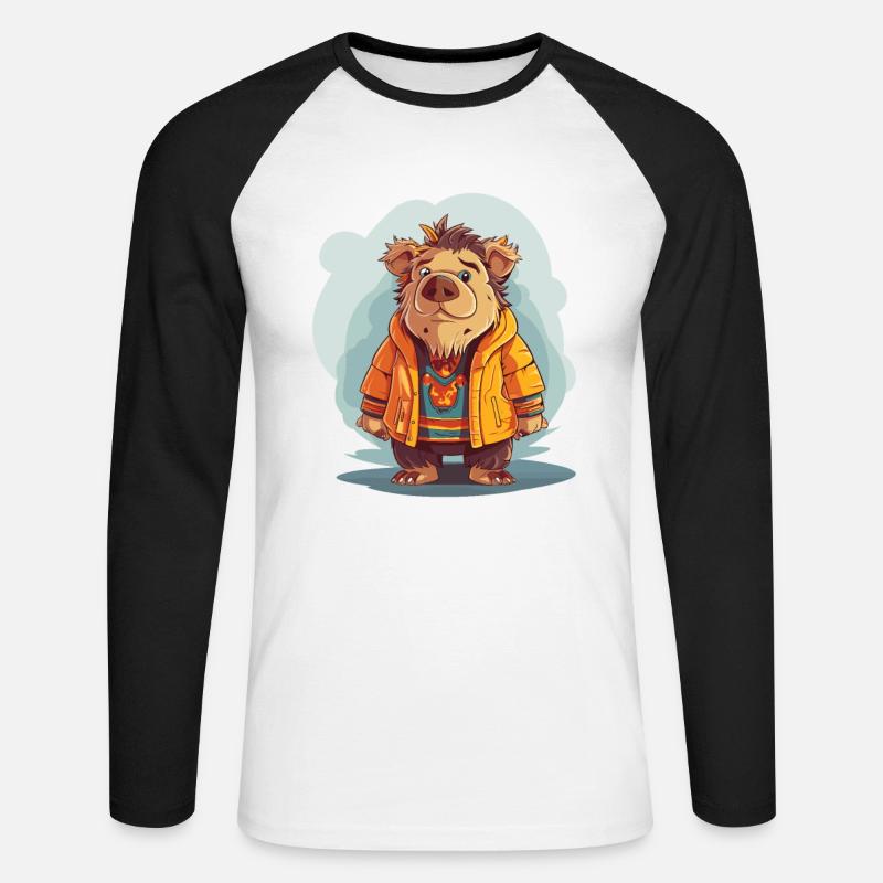 Wild boar - Unisex Long Sleeve Baseball T-Shirt - white/black