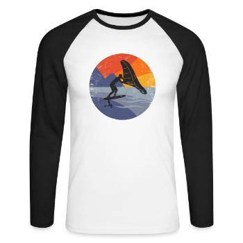 Wingfoil Surfer Wingfoiling Hydrofoil Kitefoil - Unisex Long Sleeve Baseball T-Shirt - white/black - Front - Nik (191cm)