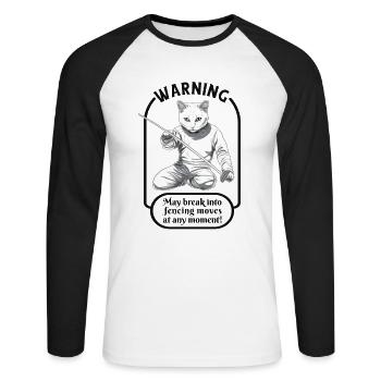 Katzen Fechter gamer lustiges Fechten Sport Katzen - Unisex Baseballshirt langarm - Weiß/Schwarz - Vorne - Nik (191cm)
